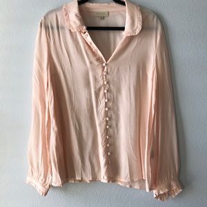 ModCloth blush pink button-down blouse Sz XL